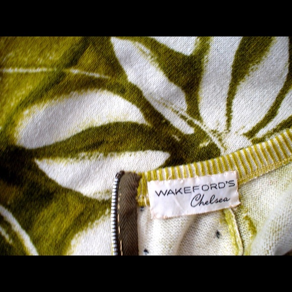 Vintage Chic: GREEN Graphic Print Sweater Knit Dress S - Picture 5 of 12